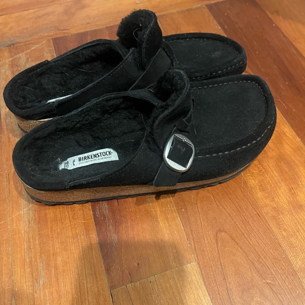 Birkenstock Black Shearling Slip-Ons